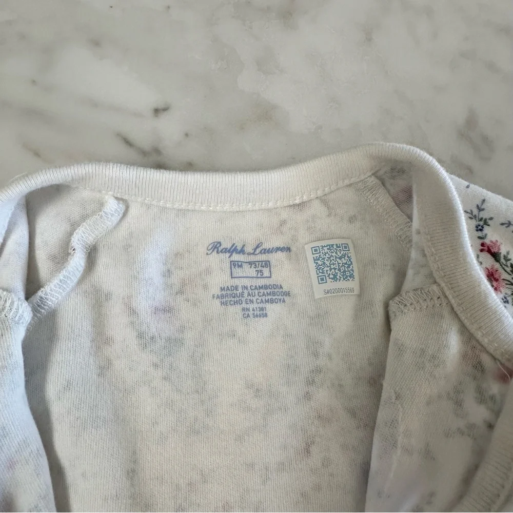 Ralph Lauren Baby Cotton Floral Footed Coverall/Onesie. Size 9M.